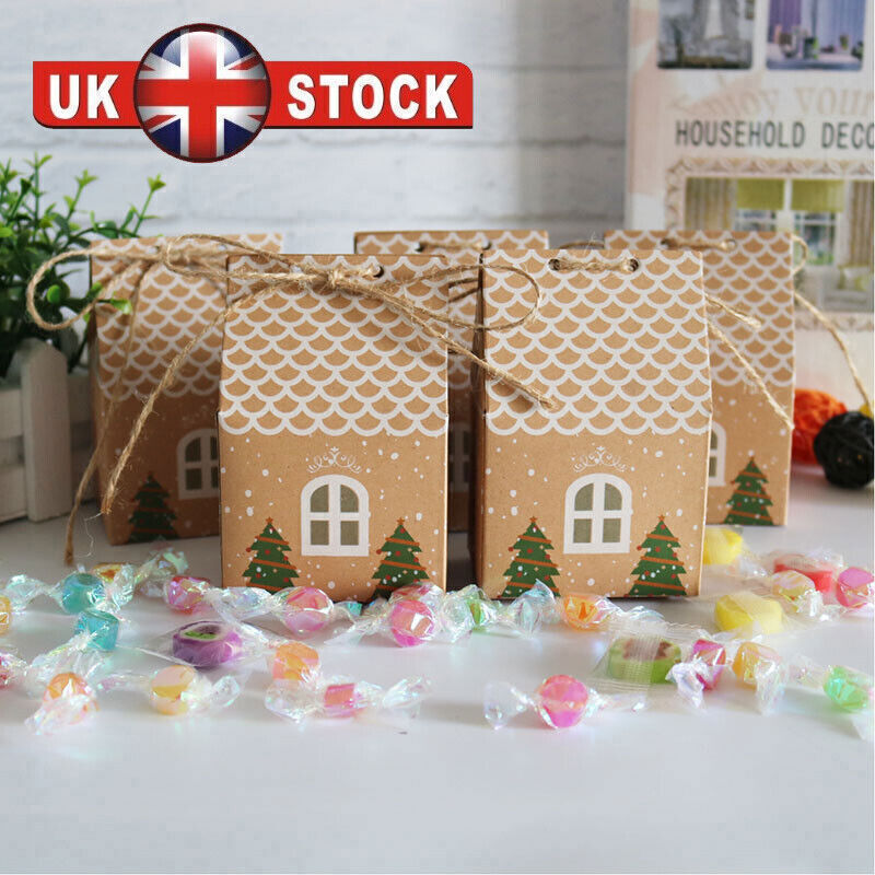 30pcs Christmas Candy Gift Bags Xmas Cookie Packaging Party Boxes Sweets Box UK