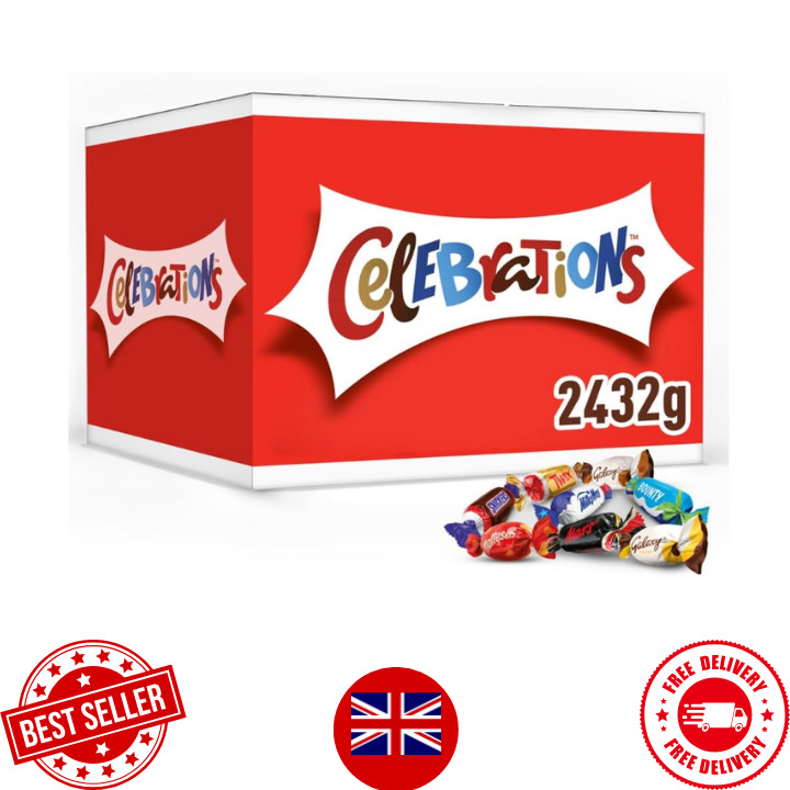 Celebrations Milk Bulk Chocolates-2.4kg-Christmas Gift Box With Bars & Biscuits.