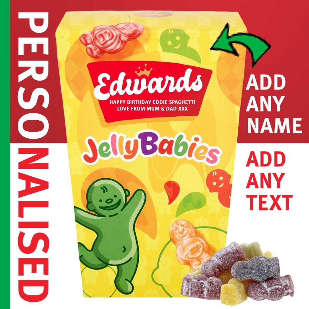 PERSONALISED Jelly Babies Sweets Gift Box | 350G | Hamper Birthday | Christmas 