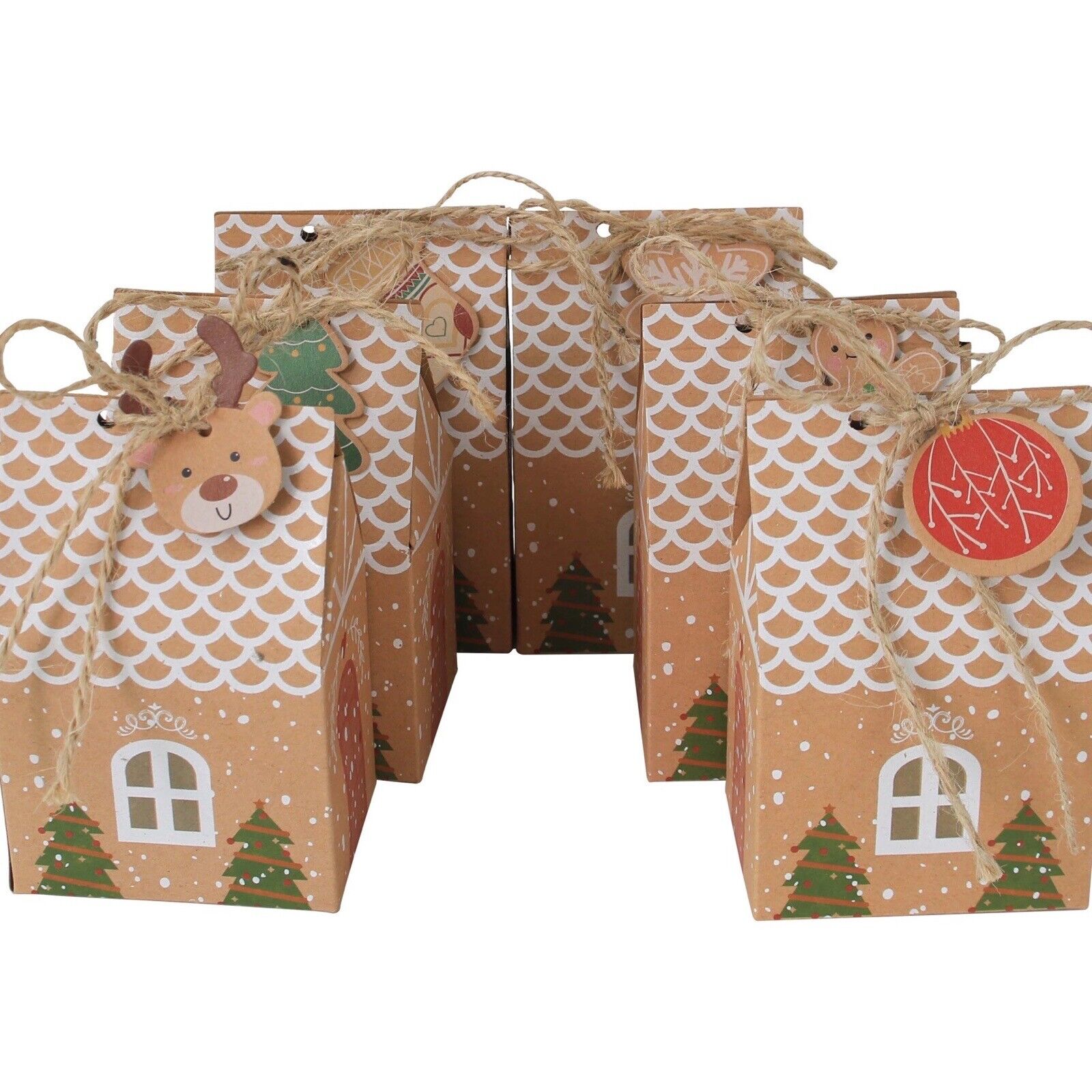 Wholesale 60 Boxes Christmas Kraft House Cookie Box Xmas Party Gift Box Sweets