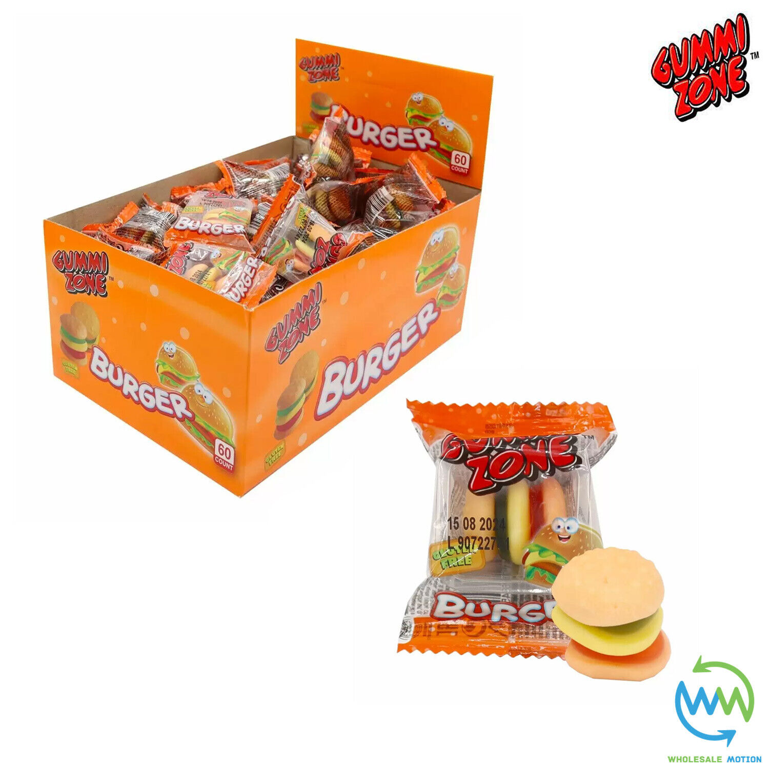 Gummi Zone BURGER Sweets GUMMY NOVELTY CANDY Party Retro INDIVIDUAL Gluten Free