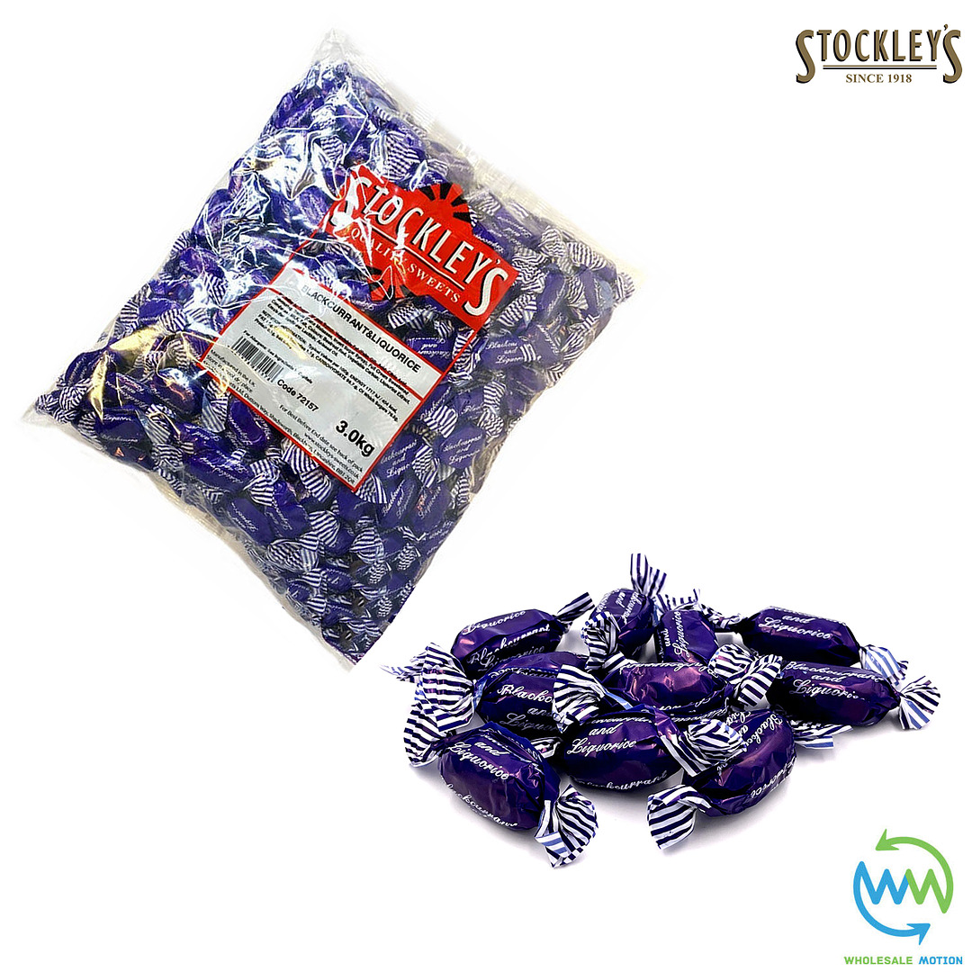 BLACKCURRANT & LIQUORICE Stockleys INDIVIDUAL WRAPPED Flavour Sweets Retro CANDY