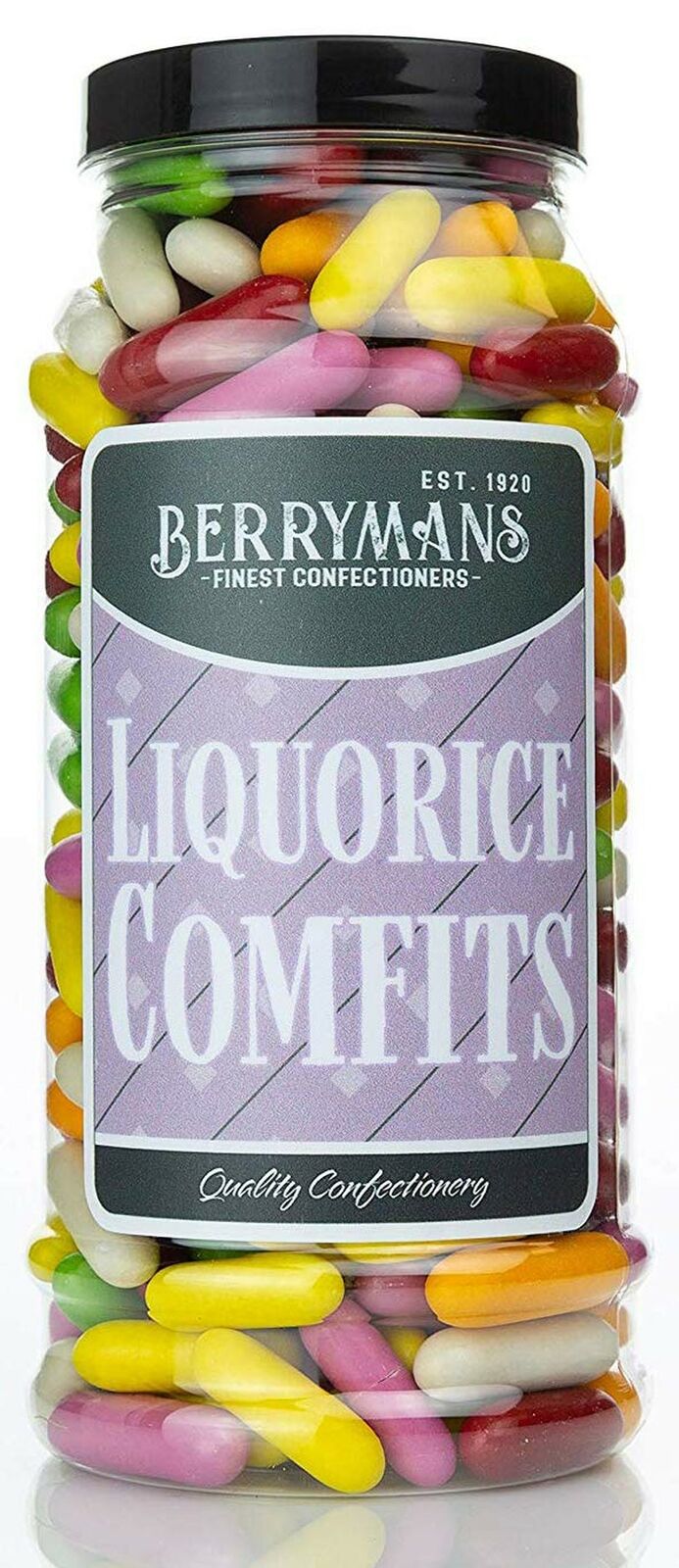 Liquorice Comfits Retro Sweets Gift Jar by Berrymans