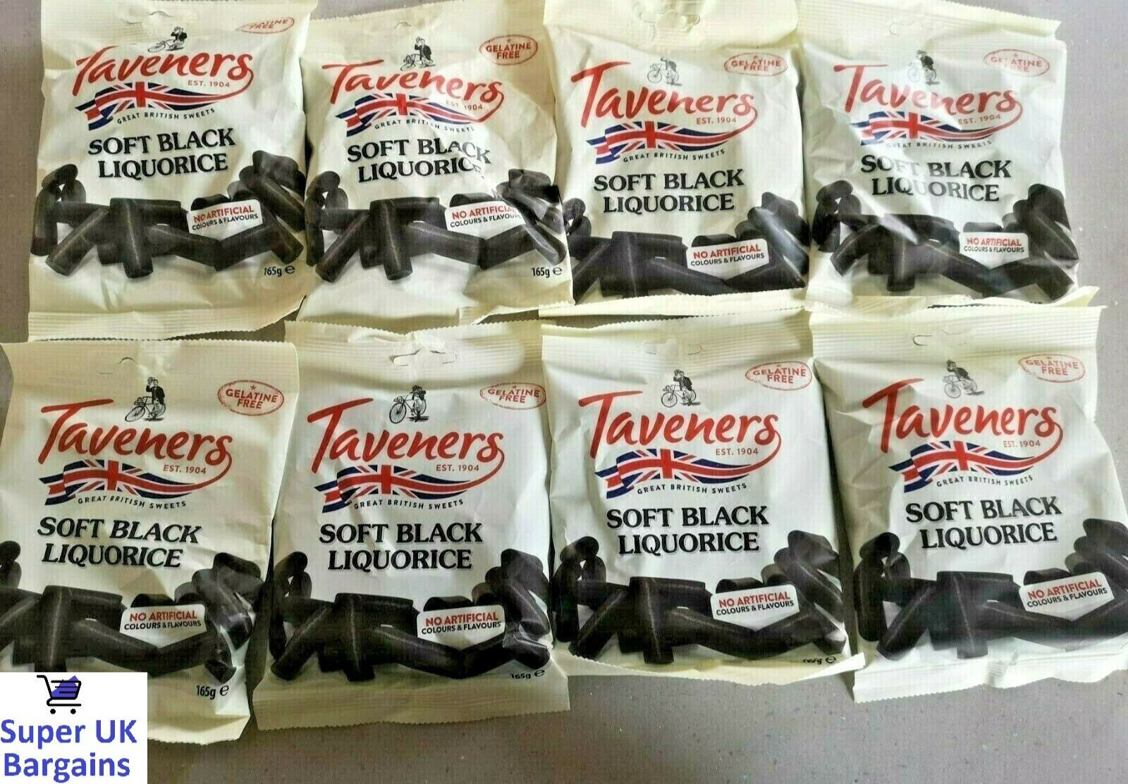 Taveners Soft Black Liquorice 8 X 165g packs Sweets Pick Mix Retro Candy Party