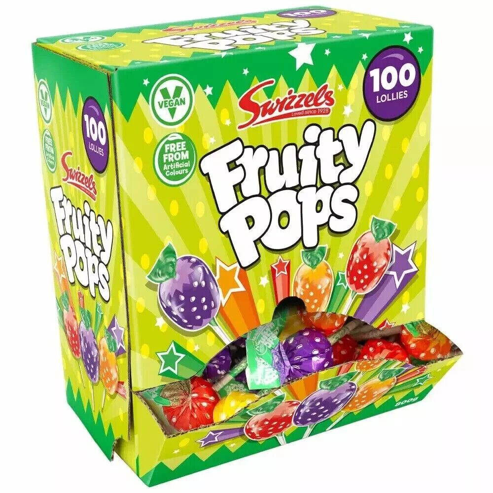  Swizzels Fruity Pops Box Lollipops 1 Box of 100 Lollipops Retro Sweets