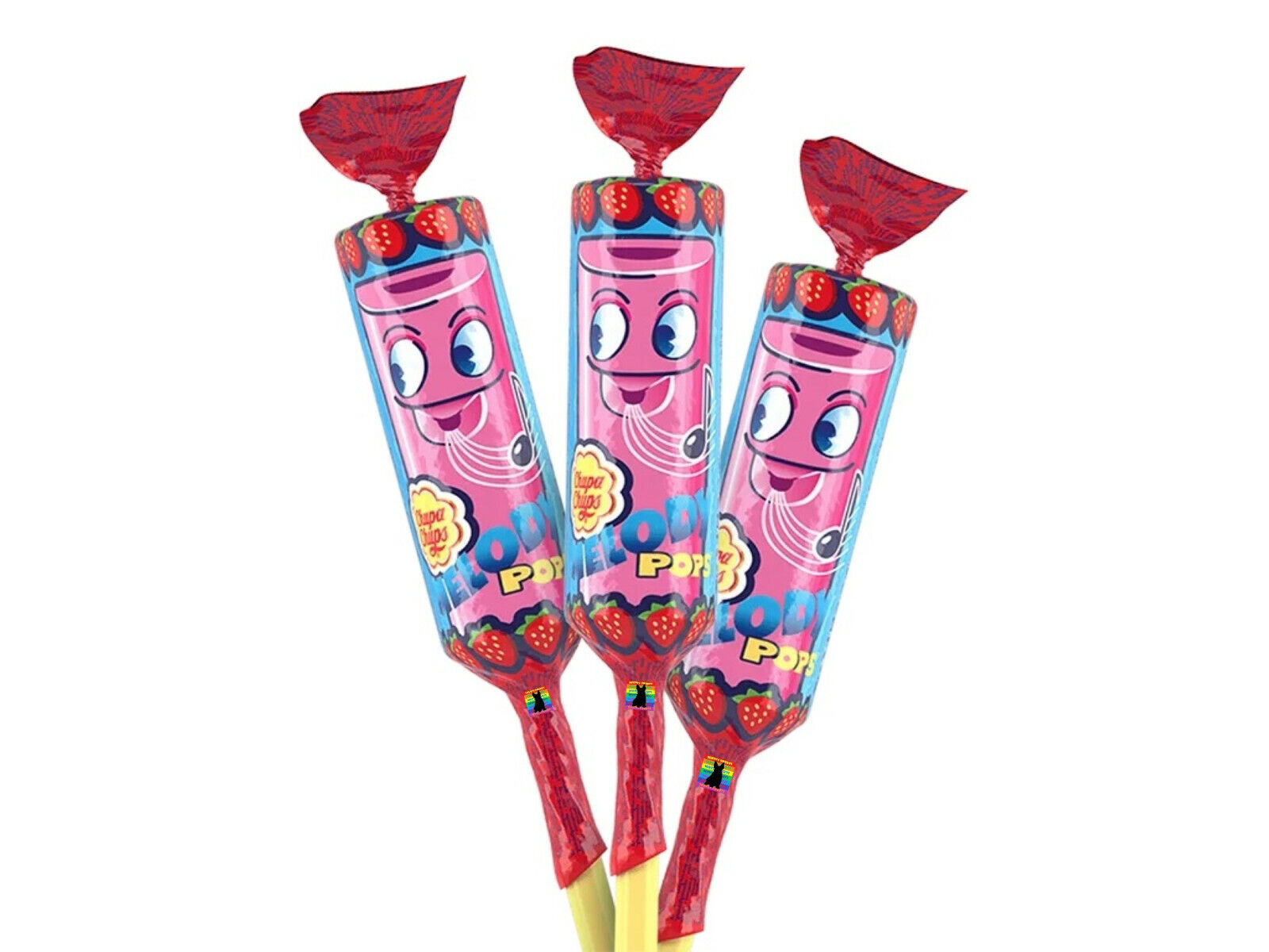 Chupa Chups Melody Pops Strawberry Flavour Lollipops Retro Candy Whistles Sweets