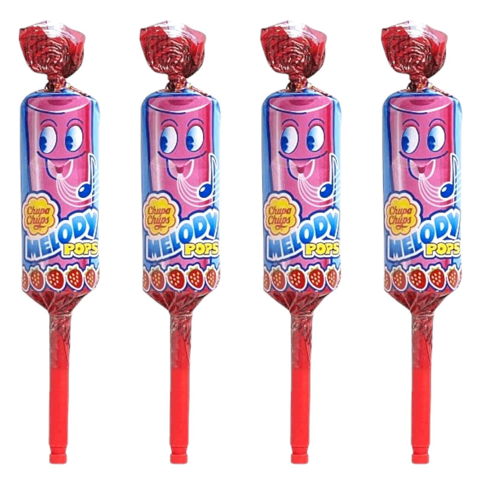 Chupa Chups Melody Pops Strawberry Flavour Retro Lollipops Candy Whistles Sweets