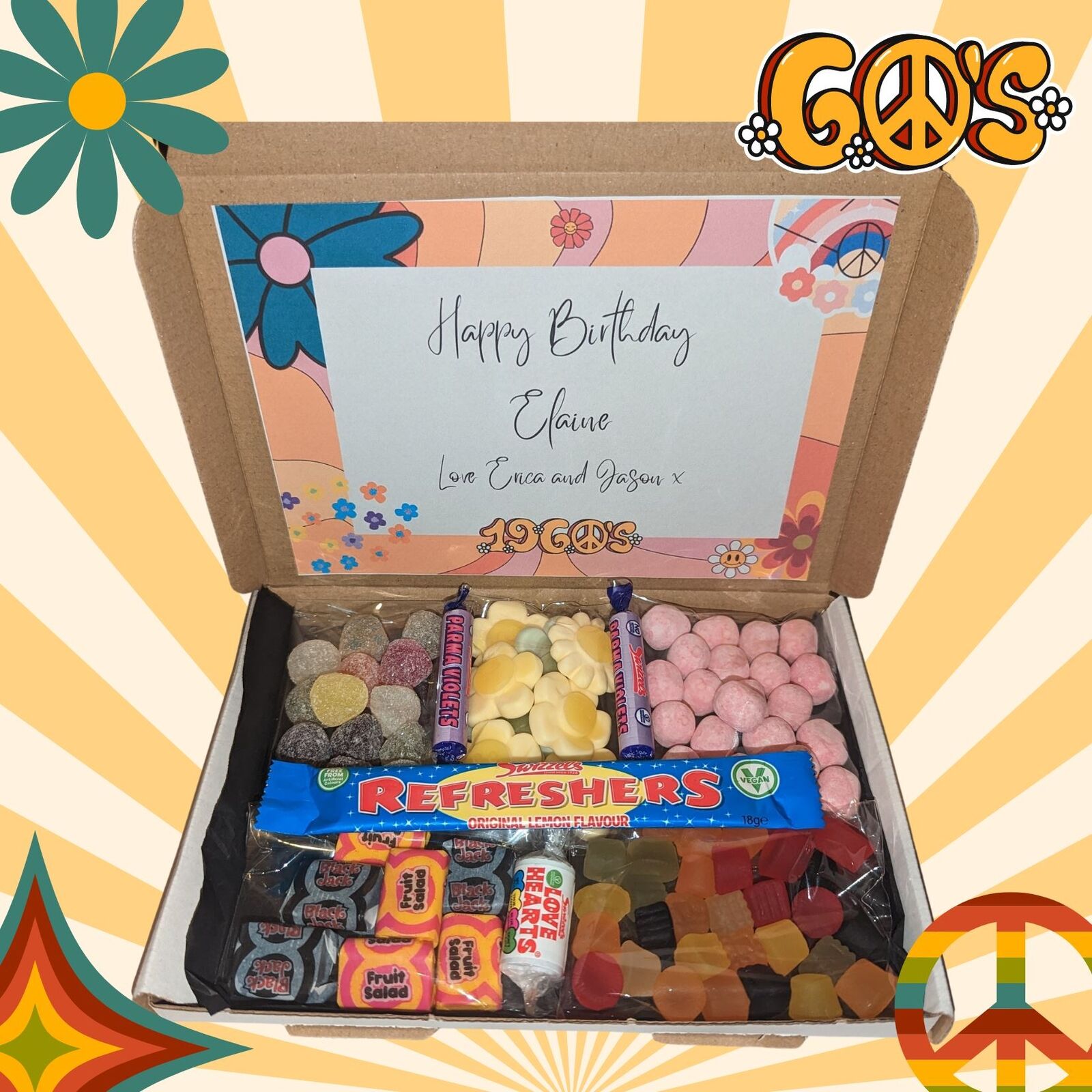 1960's Retro sweet box, 60th Birthday, Retro Sweets