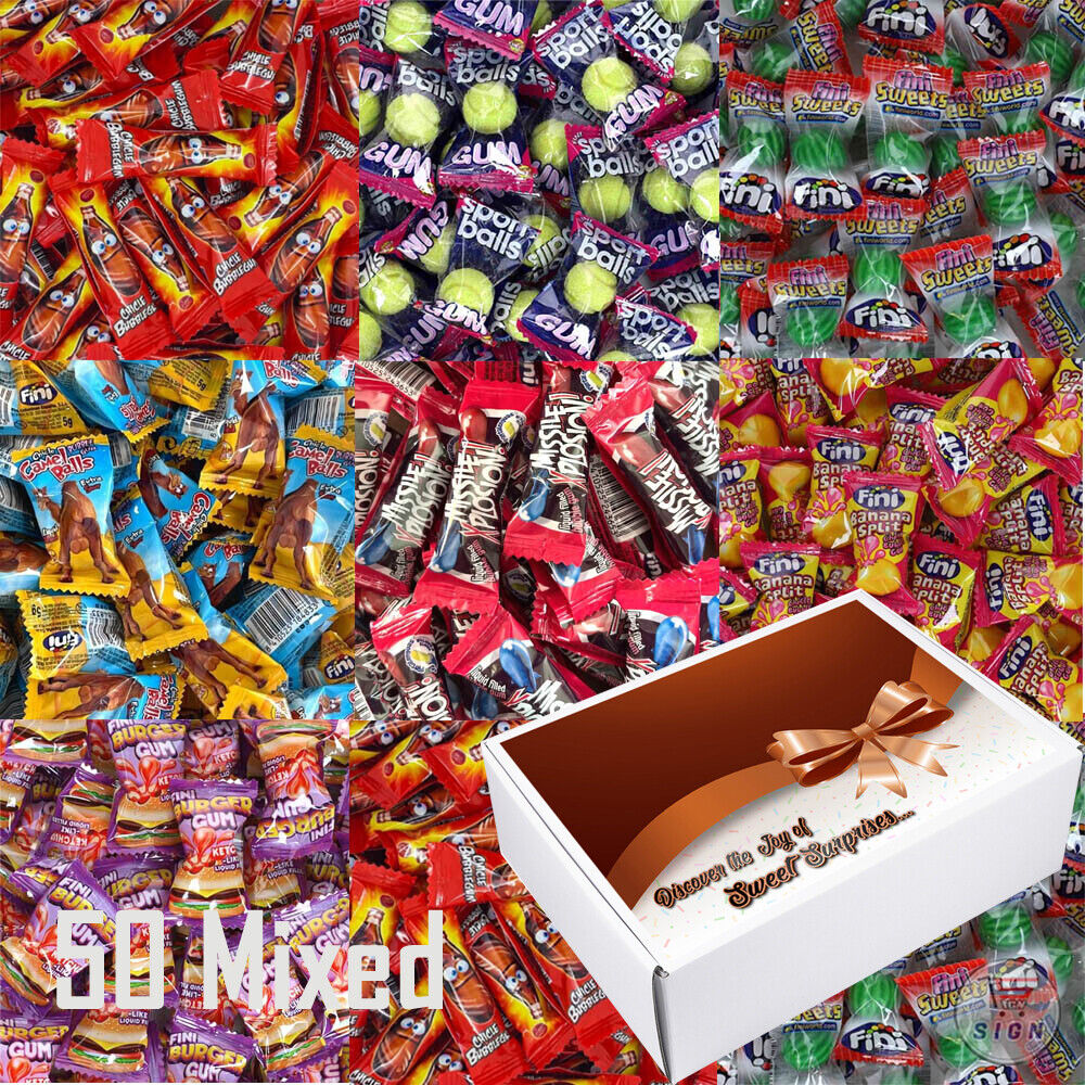 50-1000 Fini Liquid Filled Mixed Bubblegum Retro Chewing Gum Candy Kids Gift Box