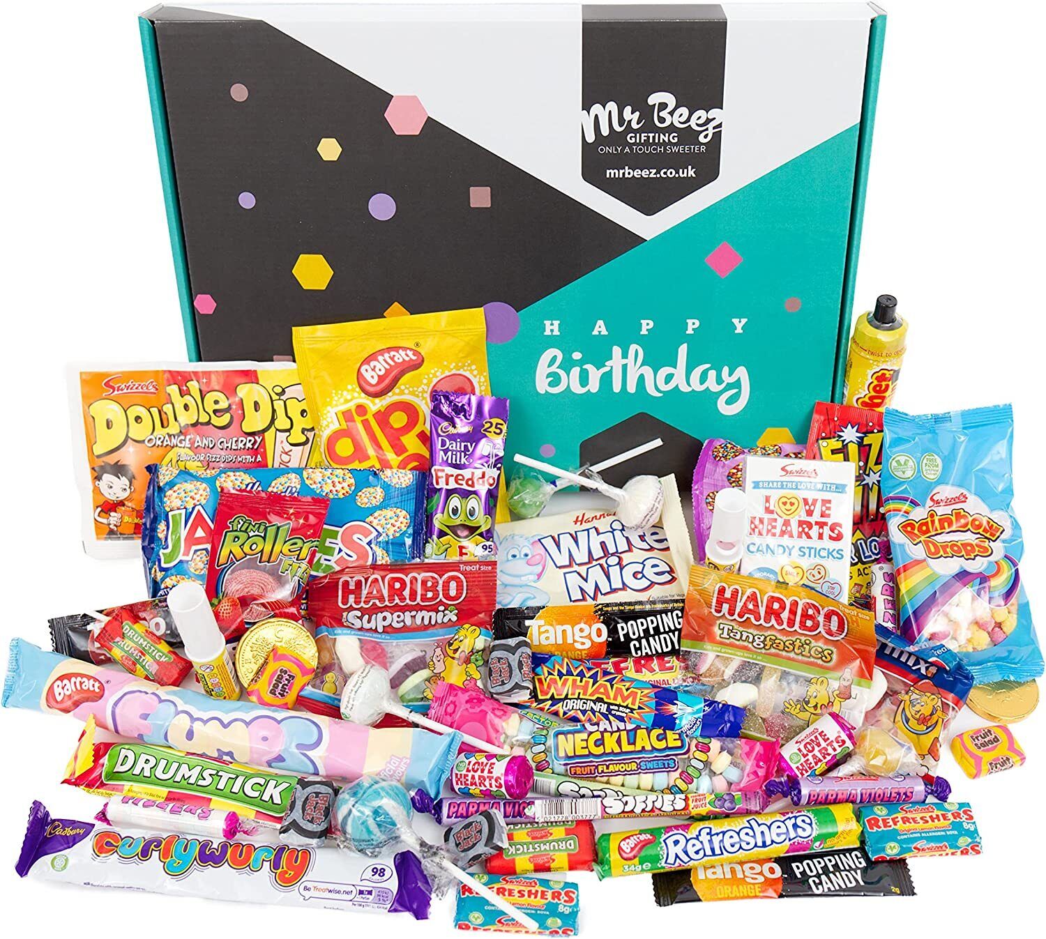 Retro Sweet Gift Box Happy Birthday Mix Of Childhood Favourite Sweets & Chocs