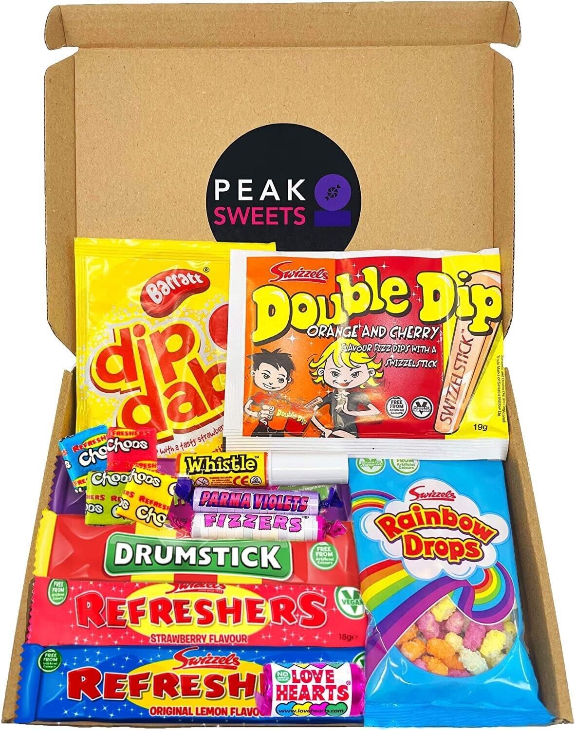 Retro Sweet Gift Box Vegan Sweet Hamper Letterbox Personalised Swizzles Candy 