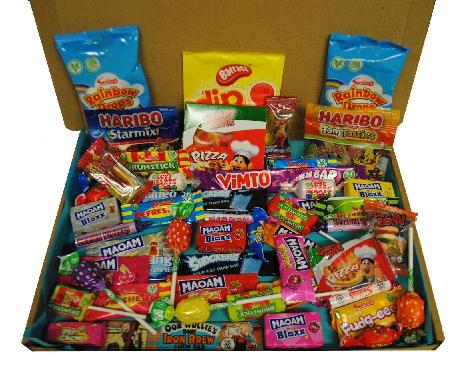 Retro Sweets Gift Box Candy Hamper 50 Pieces Pick N Mix Chews Party Favourites