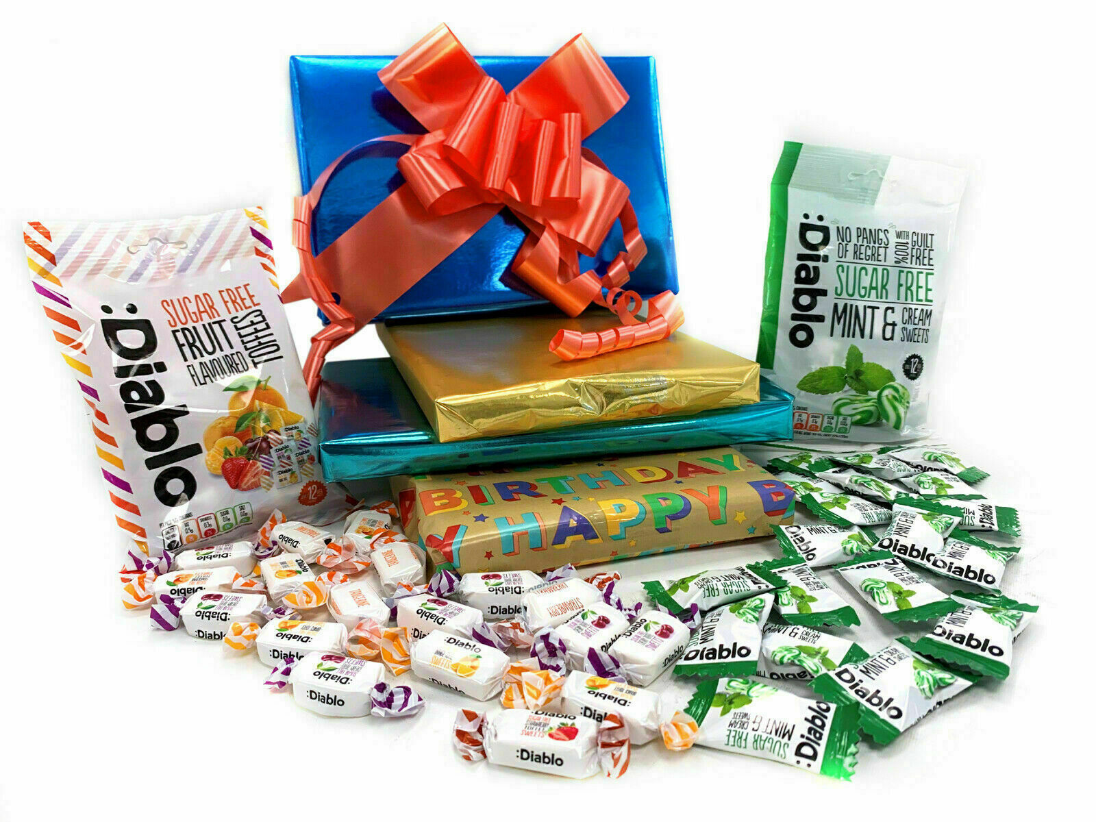 Diablo Sugar Free Diabetic Sweets Retro Sweet Toffee 2 x 75g Gift Hamper Box